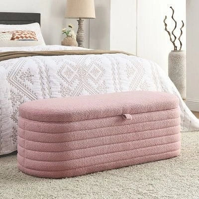 Paneled 5 line Rounded Ottoman Storage Box - DBBEDS OB12